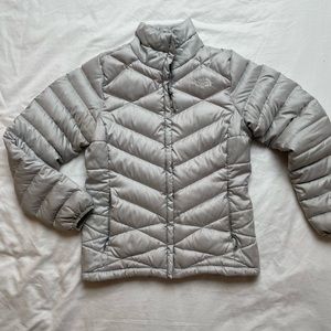 North Face Silver/Gray Down Jacket, Small